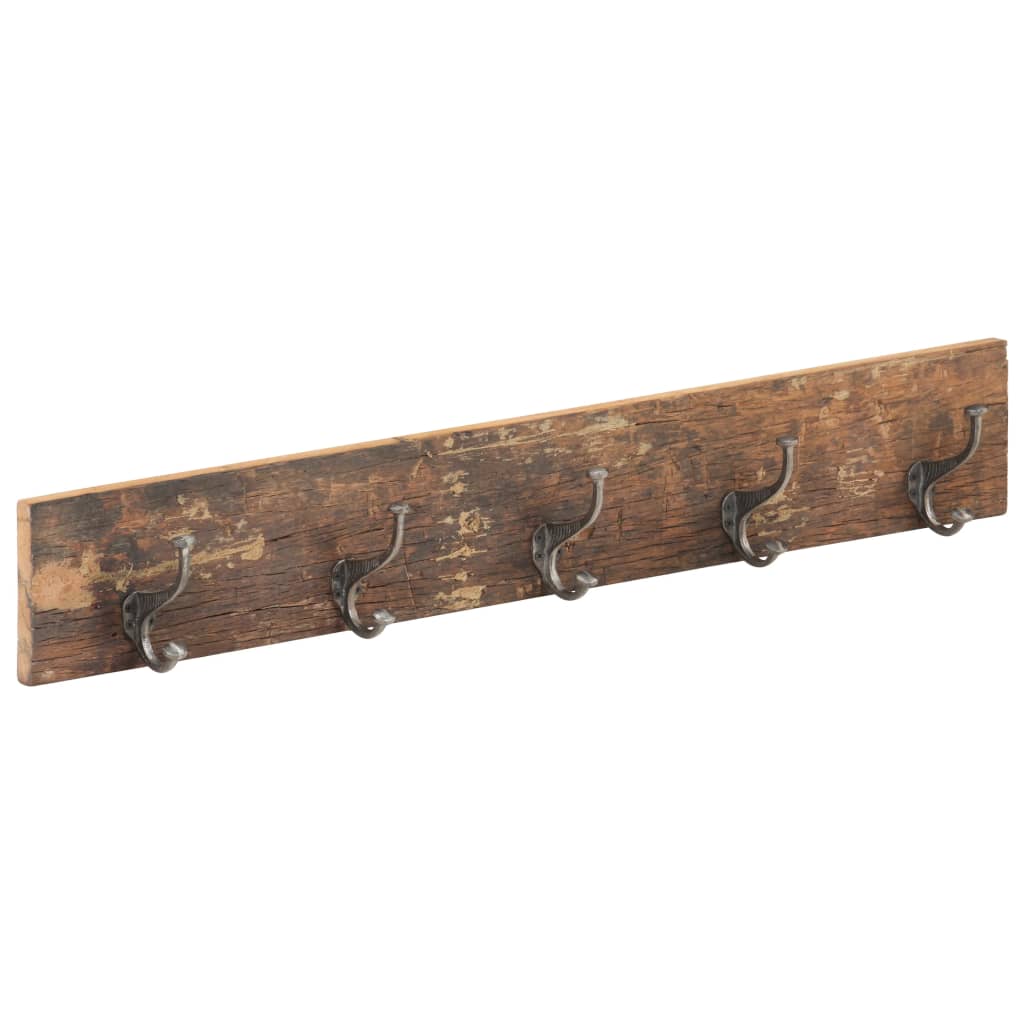 Percha de pasillo y 5 ganchos 100x2,5x15 cm Madera recuperada