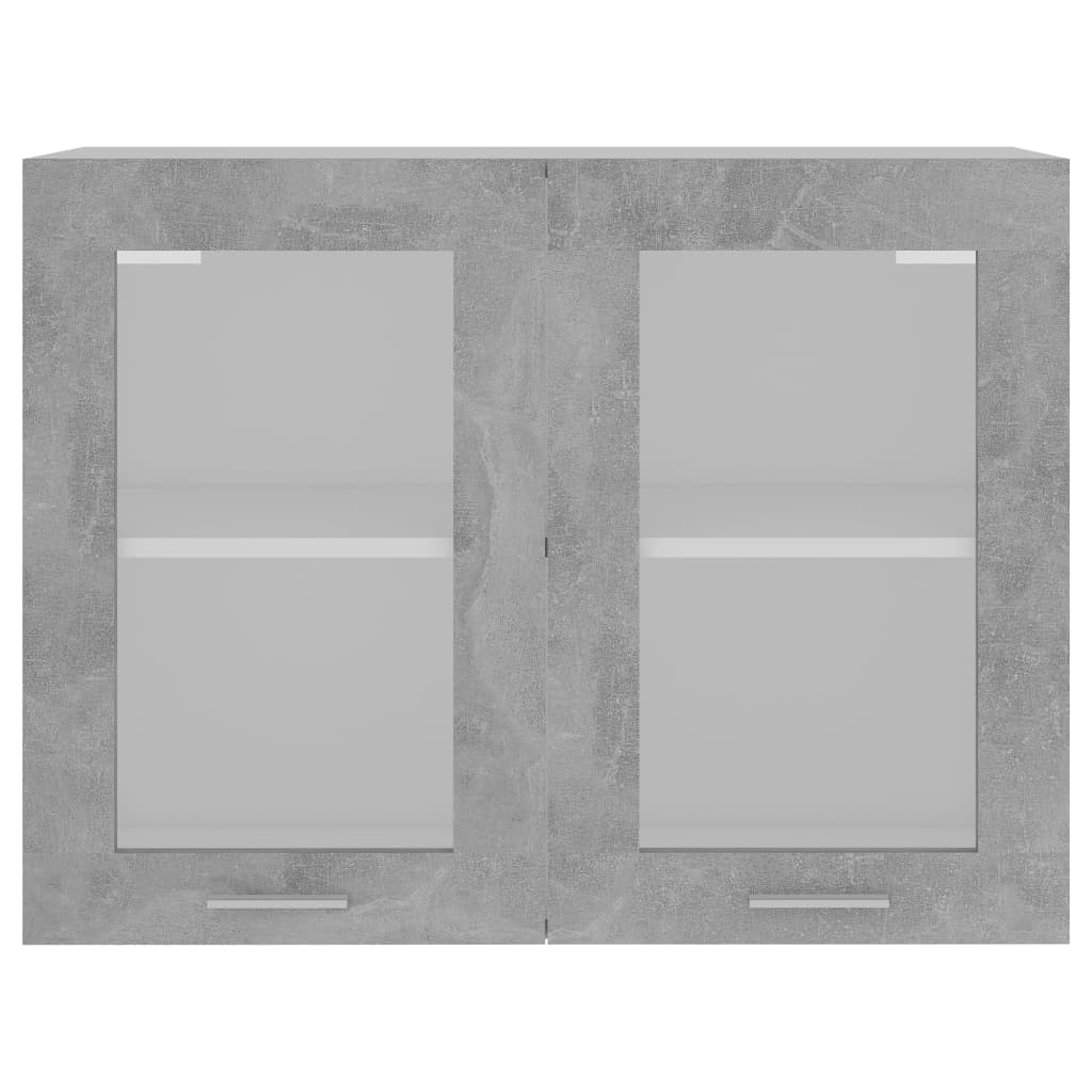 Armoire en verre suspendue Gris béton Bois d'ingénierie