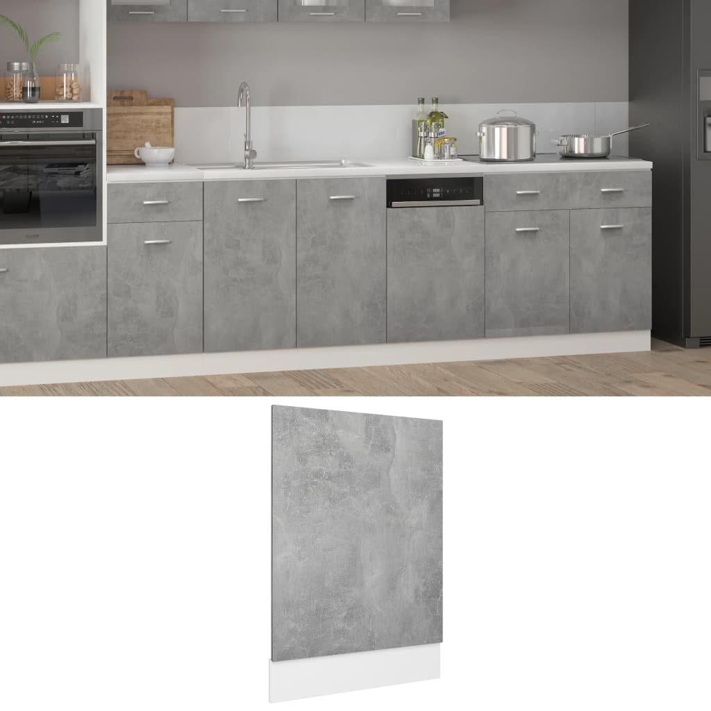 Panneau de lave-vaisselle Gris béton 45x3x67 cm Aggloméré
