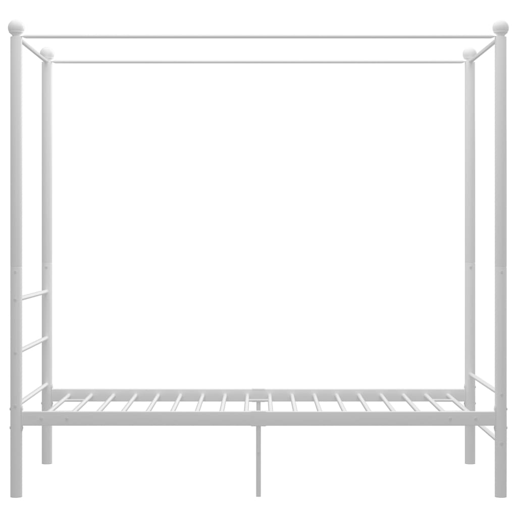 Cadre de lit à baldaquin sans matelas blanc métal 90x200 cm