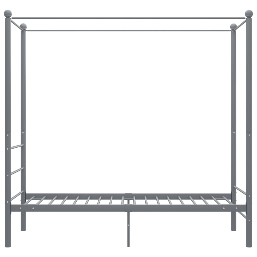 Cadre de lit à baldaquin sans matelas gris métal 90x200 cm