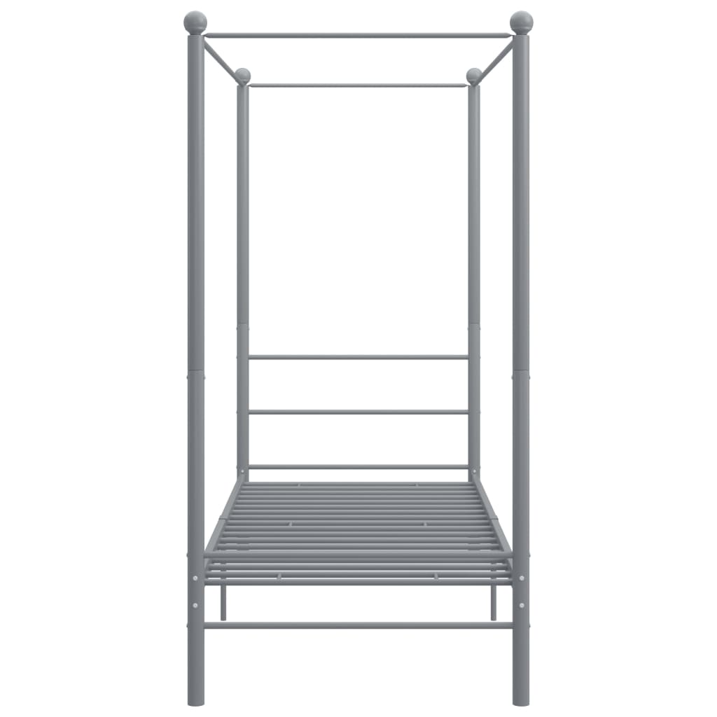 Cadre de lit à baldaquin sans matelas gris métal 90x200 cm