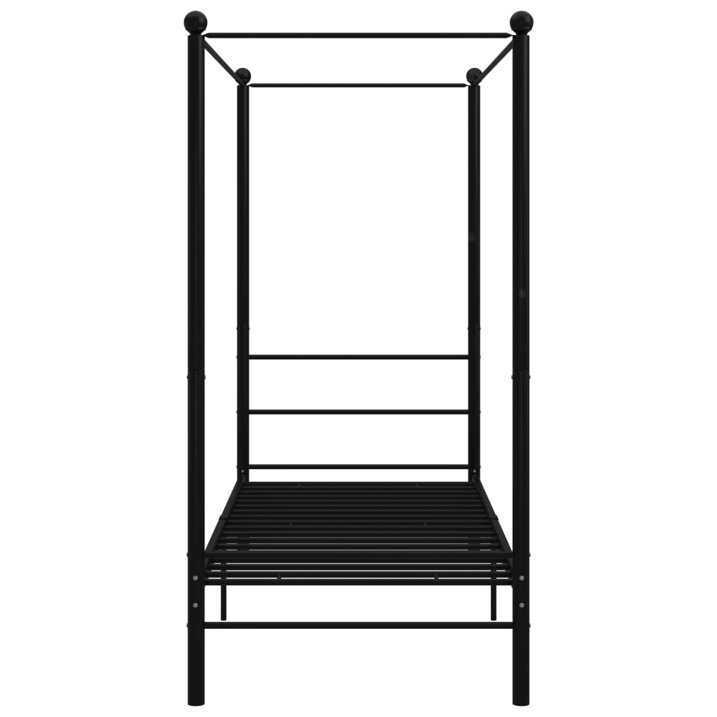 Cadre de lit à baldaquin sans matelas noir métal 100x200 cm