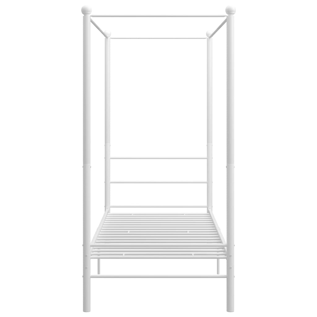 Cadre de lit à baldaquin sans matelas blanc métal 100x200 cm