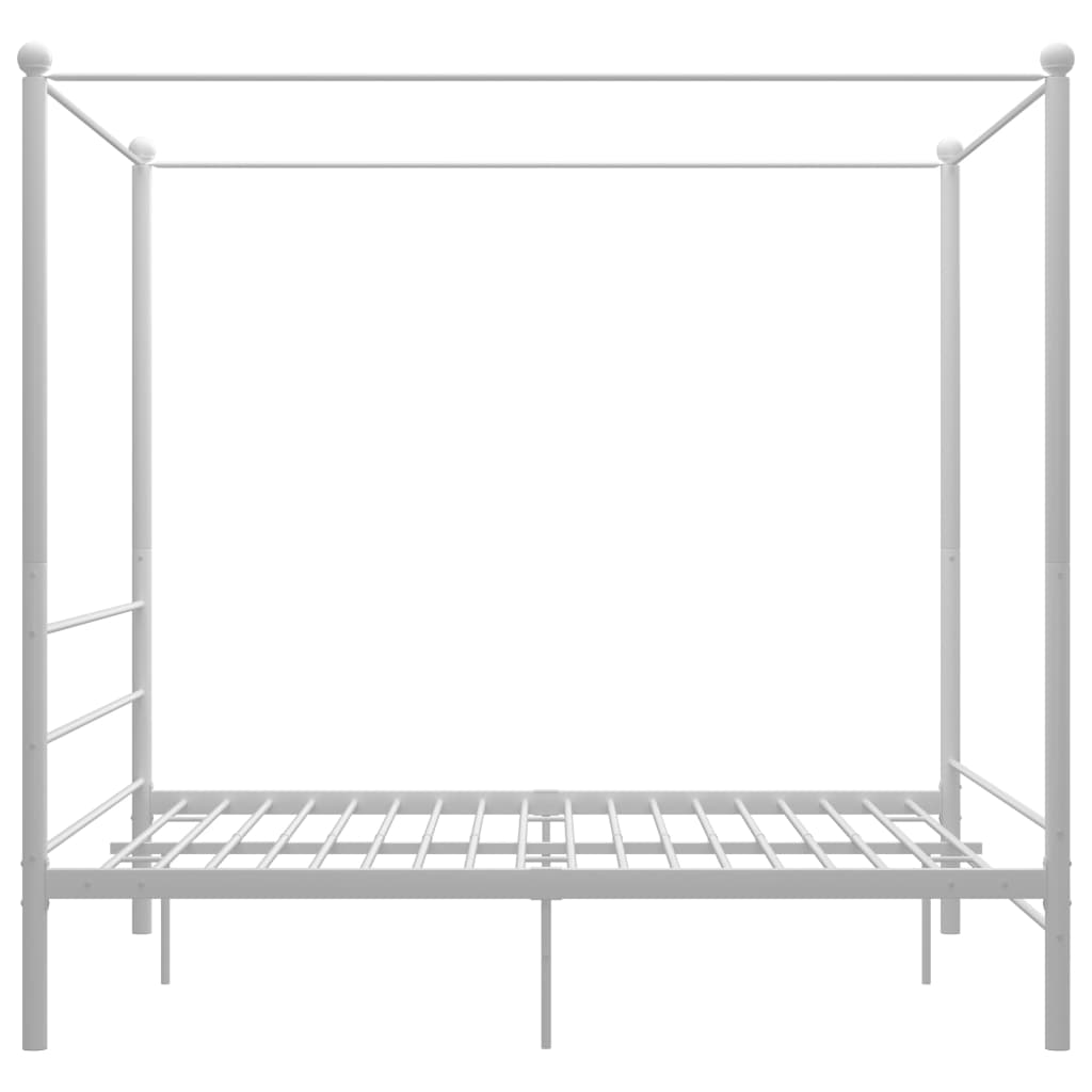 Cadre de lit à baldaquin sans matelas blanc 160x200 cm métal