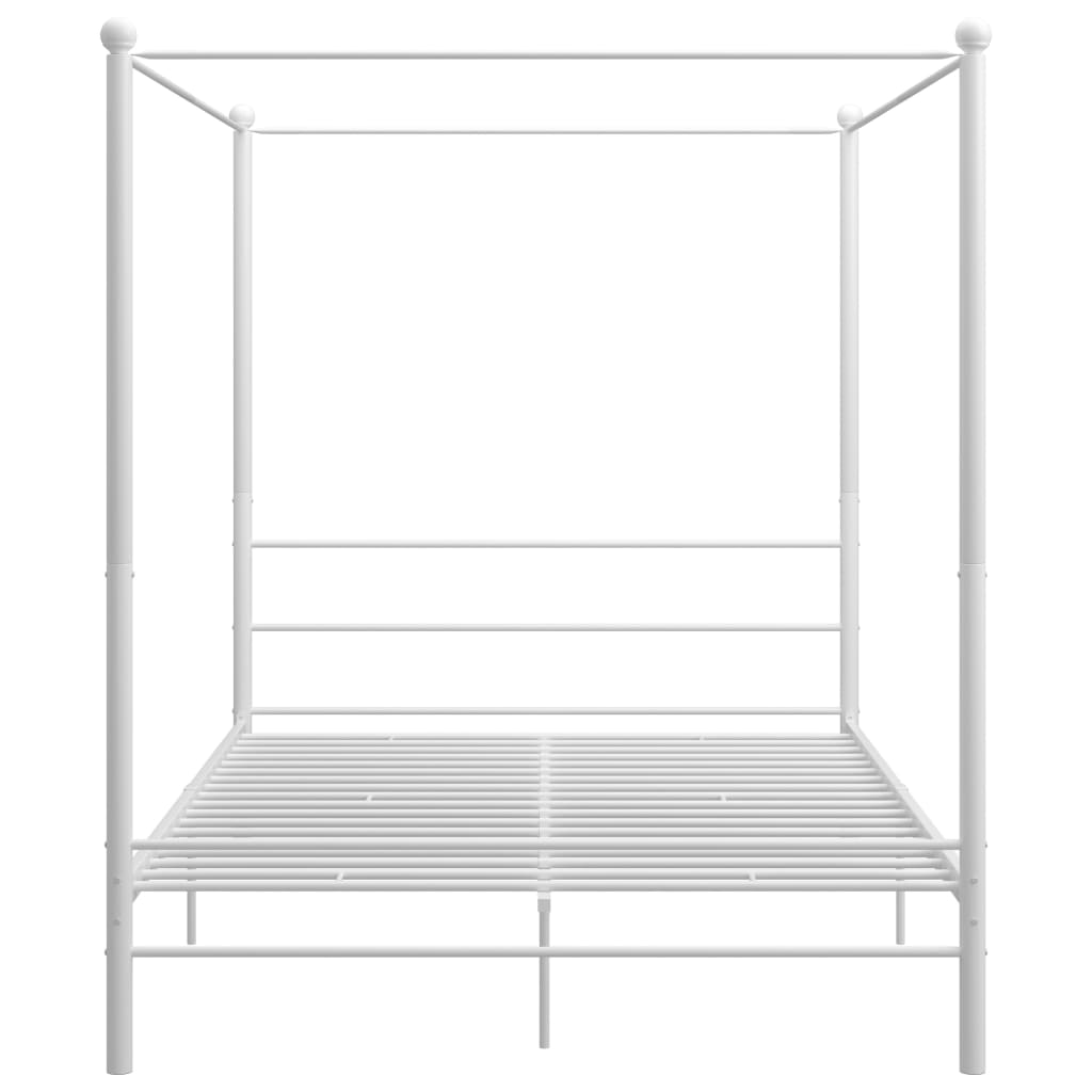 Cadre de lit à baldaquin sans matelas blanc 160x200 cm métal
