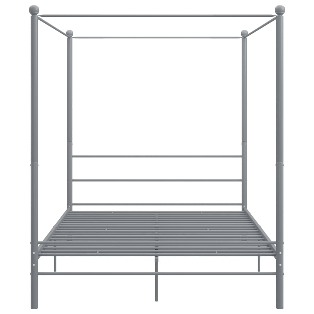 Cadre de lit à baldaquin sans matelas gris métal 160x200 cm