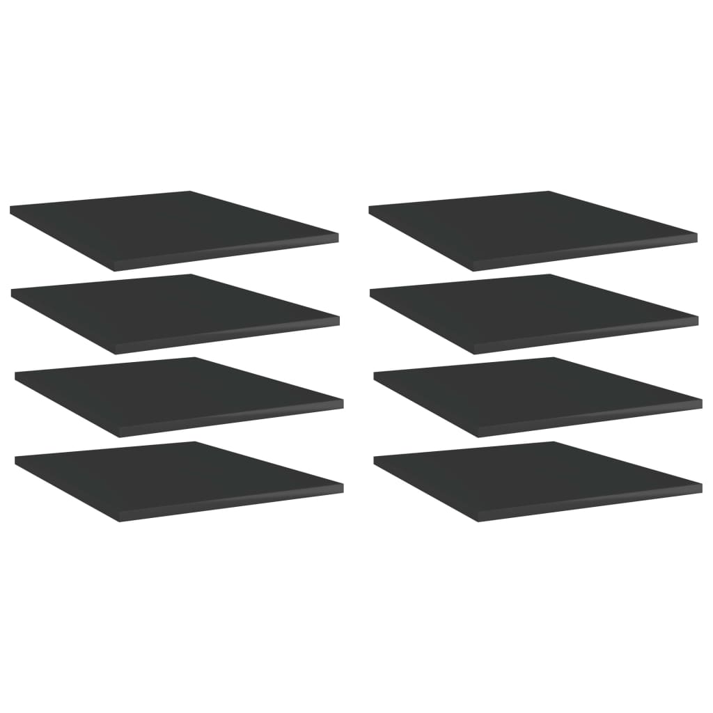 Panneaux de bibliothèque 8 pcs noir brillant bois d’ingénierie