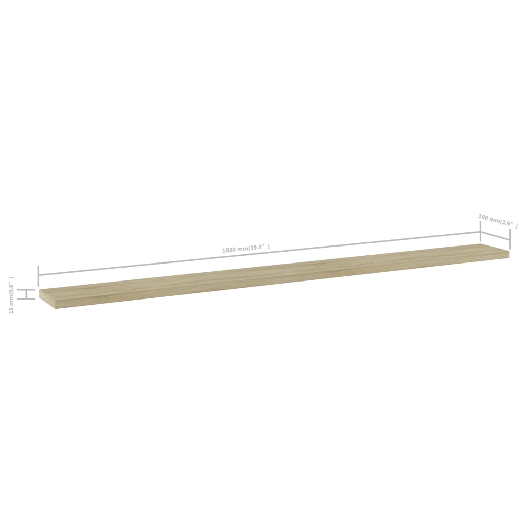 Panneaux bibliothèque 4 pcs Chêne sonoma 100x10x1,5cm Aggloméré