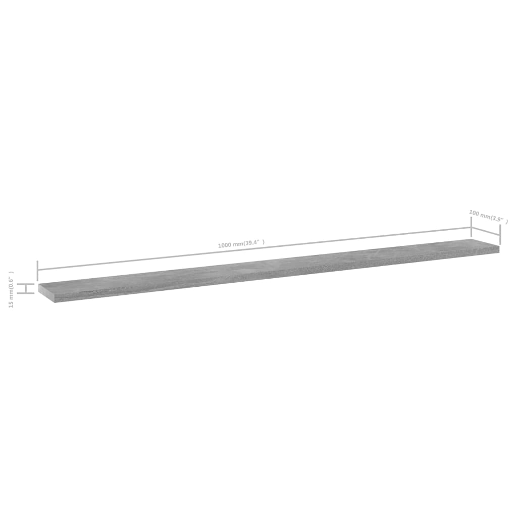 Panneaux de bibliothèque 4 pcs gris béton bois d’ingénierie