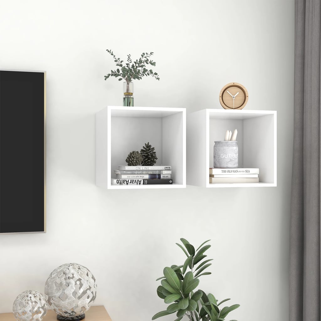 Armoires murales 2 pcs Blanc 37x37x37 cm Bois d’ingénierie