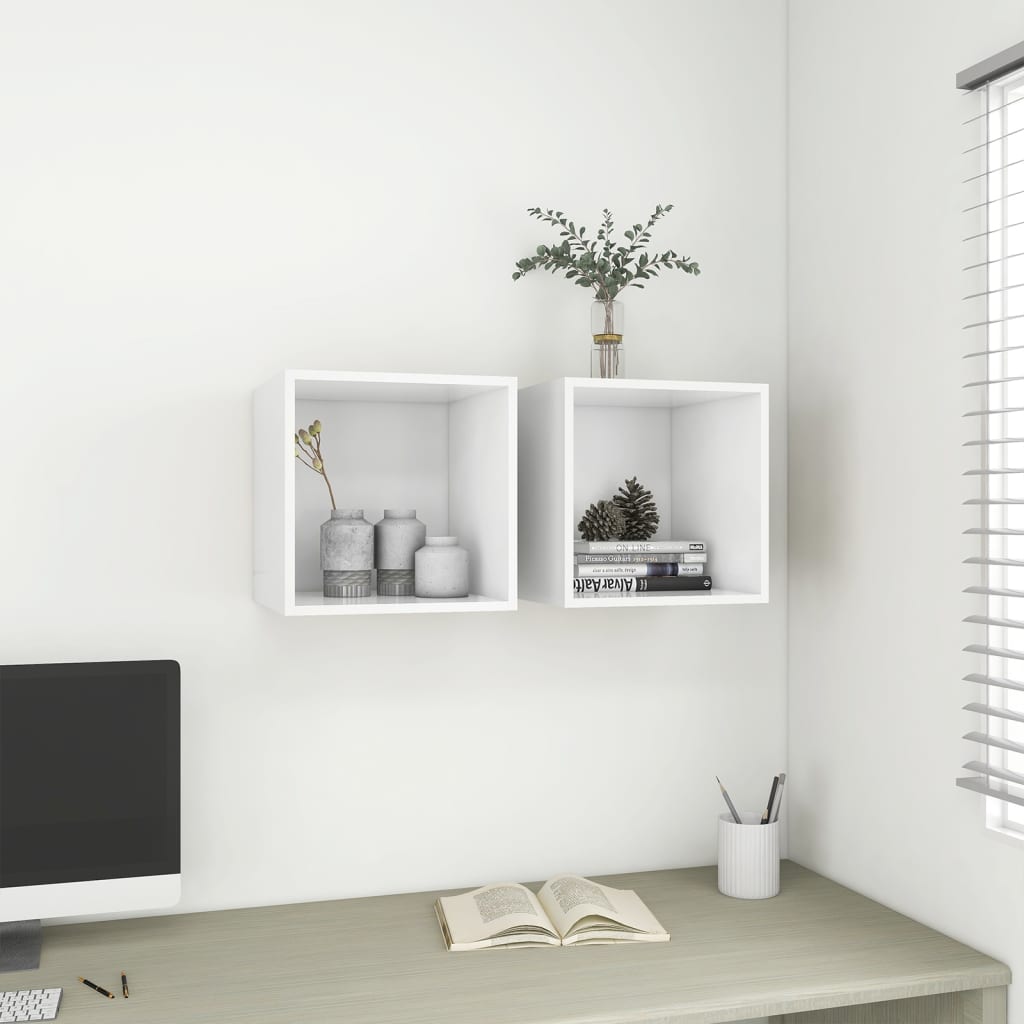 Armoires murales 2 pcs Blanc 37x37x37 cm Bois d’ingénierie