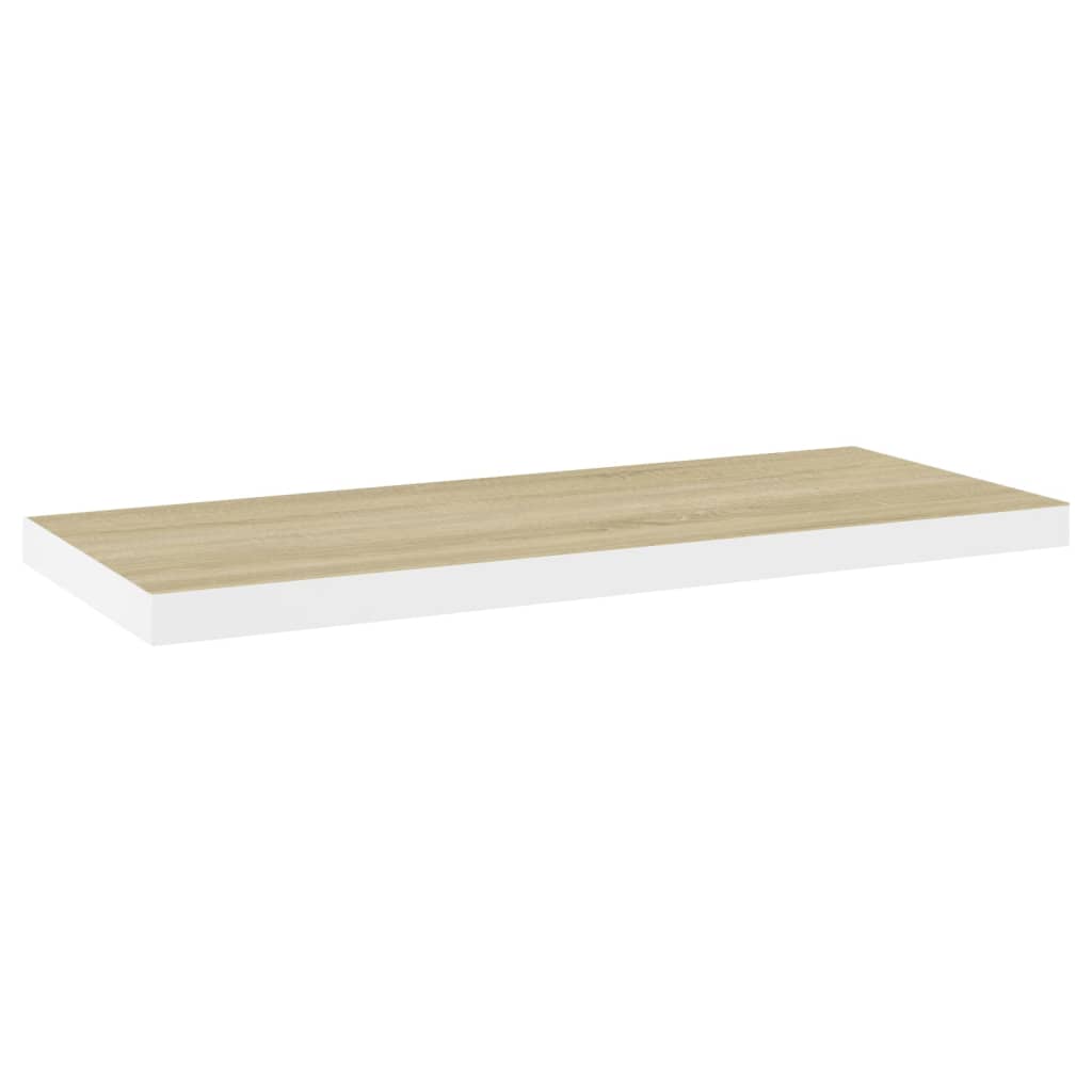 Étagère flottante murale chêne et blanc 80x23,5x3,8 cm MDF