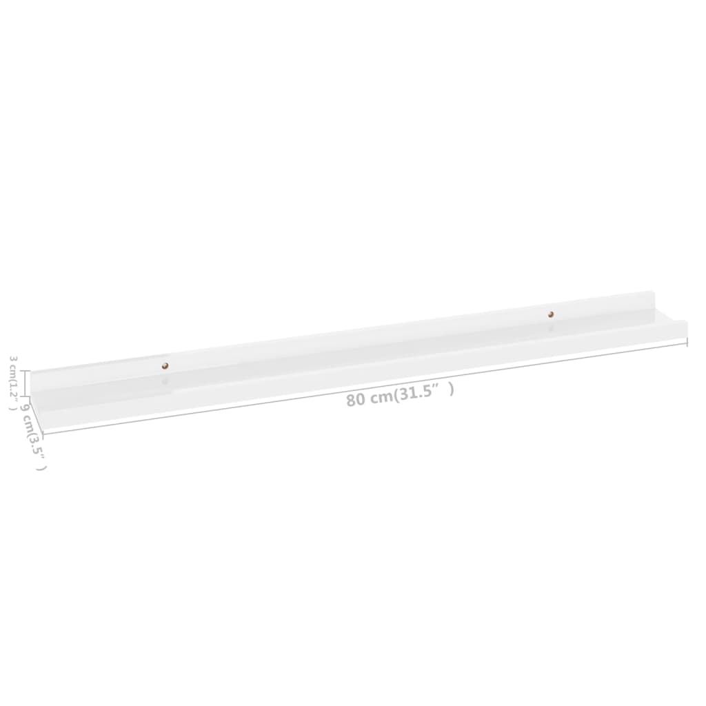 Étagères murales 2 pcs Blanc brillant 80x9x3 cm