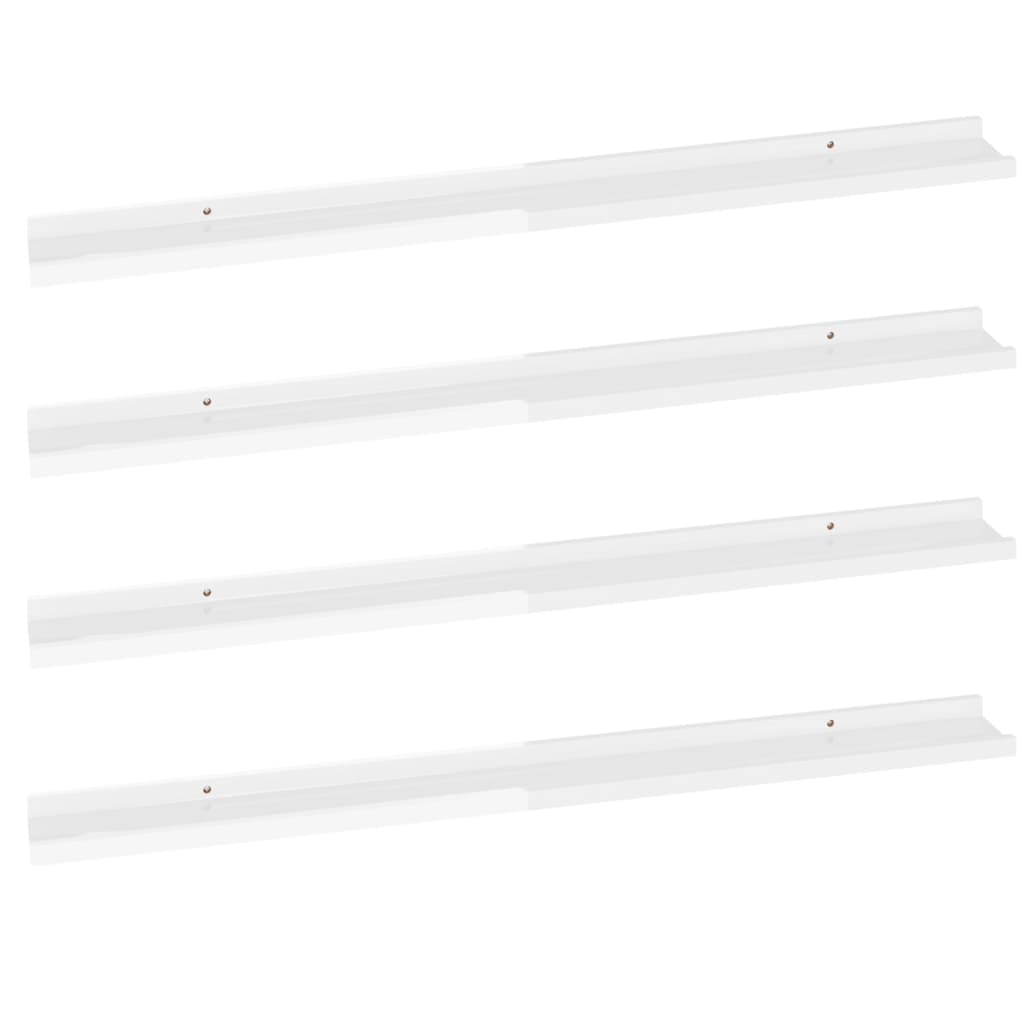 Étagères murales 4 pcs Blanc brillant 100x9x3 cm