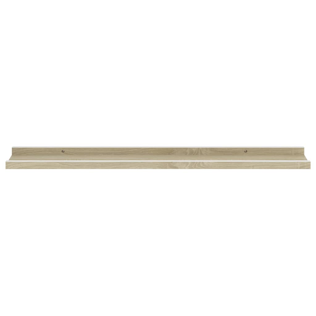Étagères murales 2 pcs blanc et chêne sonoma 80x9x3 cm