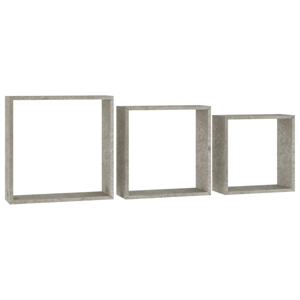 Étagères murales sous forme de cube 3 pcs Gris béton