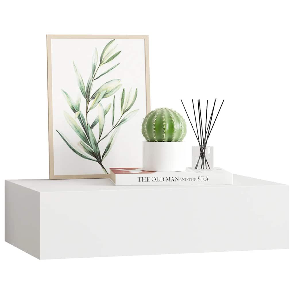 Étagère à tiroir murale Blanc 40x23,5x10 cm MDF
