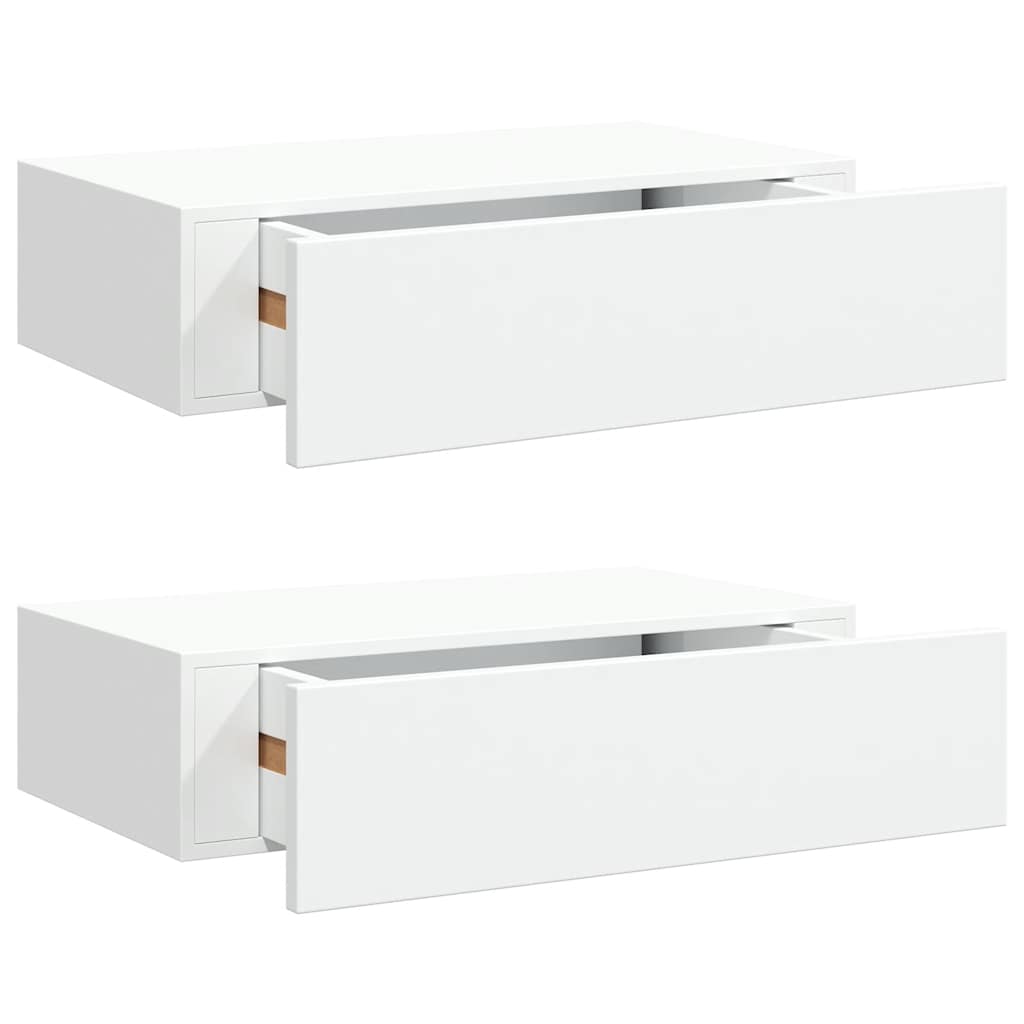 Étagères à tiroirs murales 2 pcs Blanc 40x23,5x10 cm MDF
