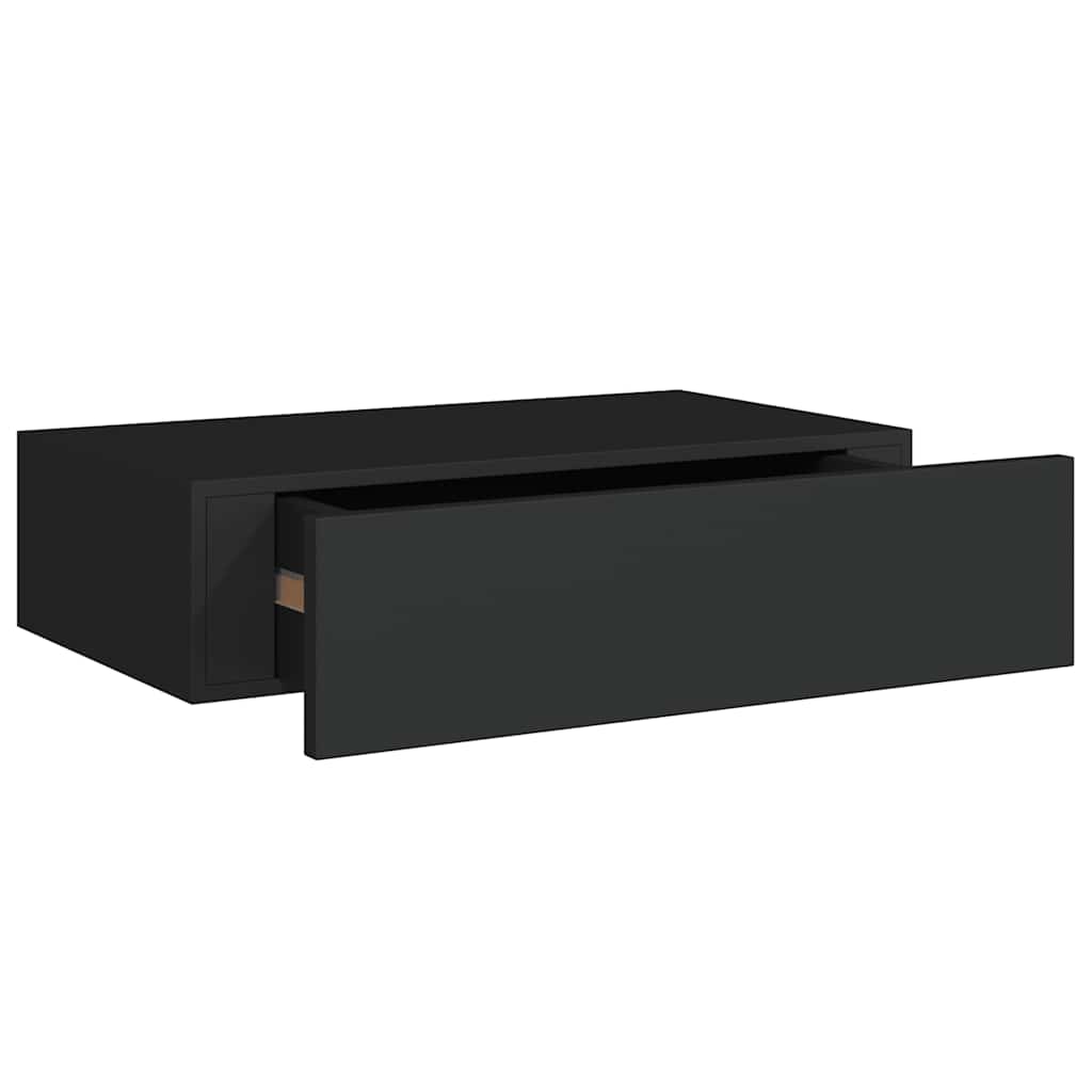 Étagères à tiroirs murales 2 pcs noir 40x23,5x10 cm MDF