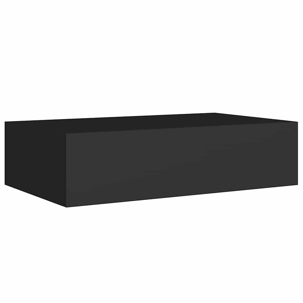 Étagères à tiroirs murales 2 pcs noir 40x23,5x10 cm MDF