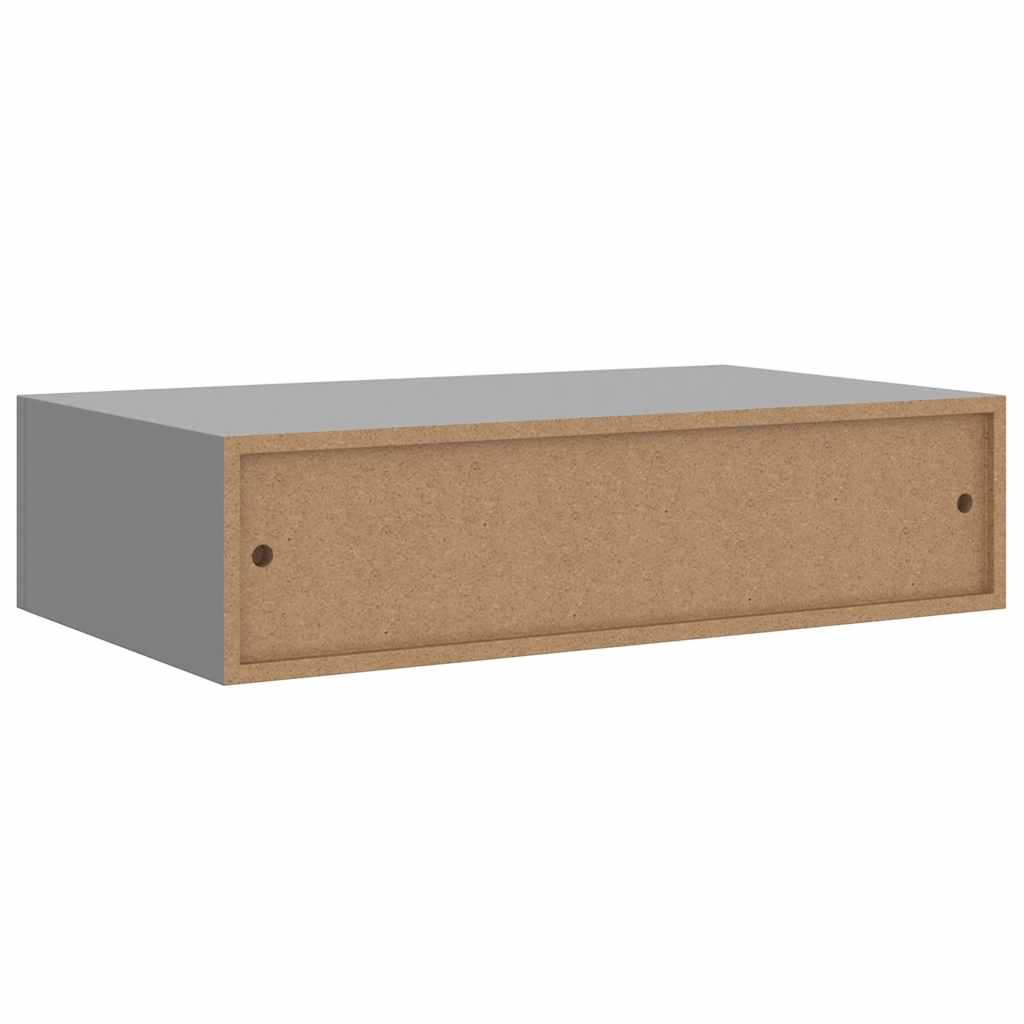 Étagères à tiroirs murales 2 pcs gris 40x23,5x10 cm MDF