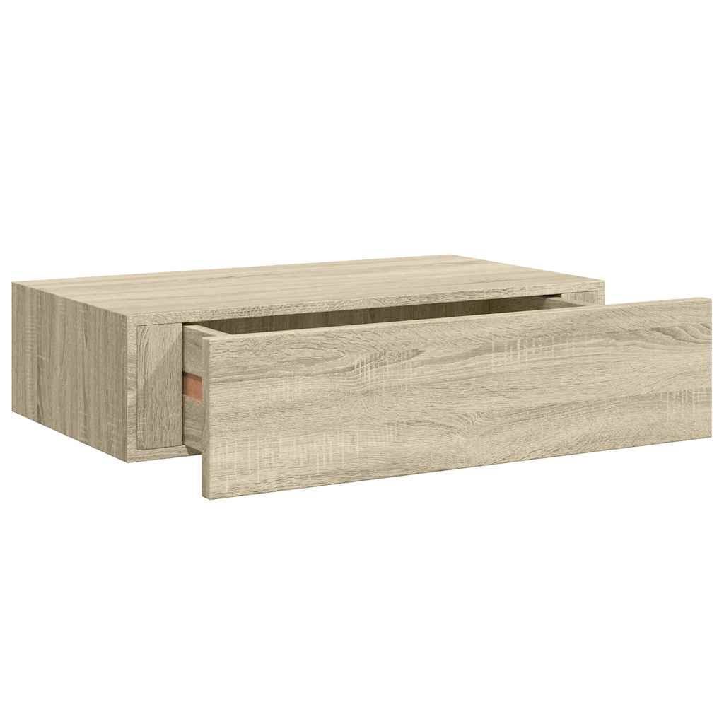 Étagère à tiroir murale chêne 40x23,5x10 cm MDF