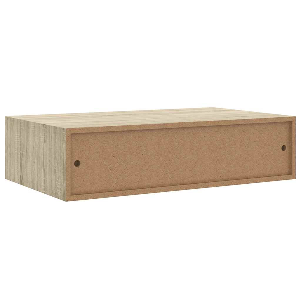 Étagère à tiroir murale chêne 40x23,5x10 cm MDF
