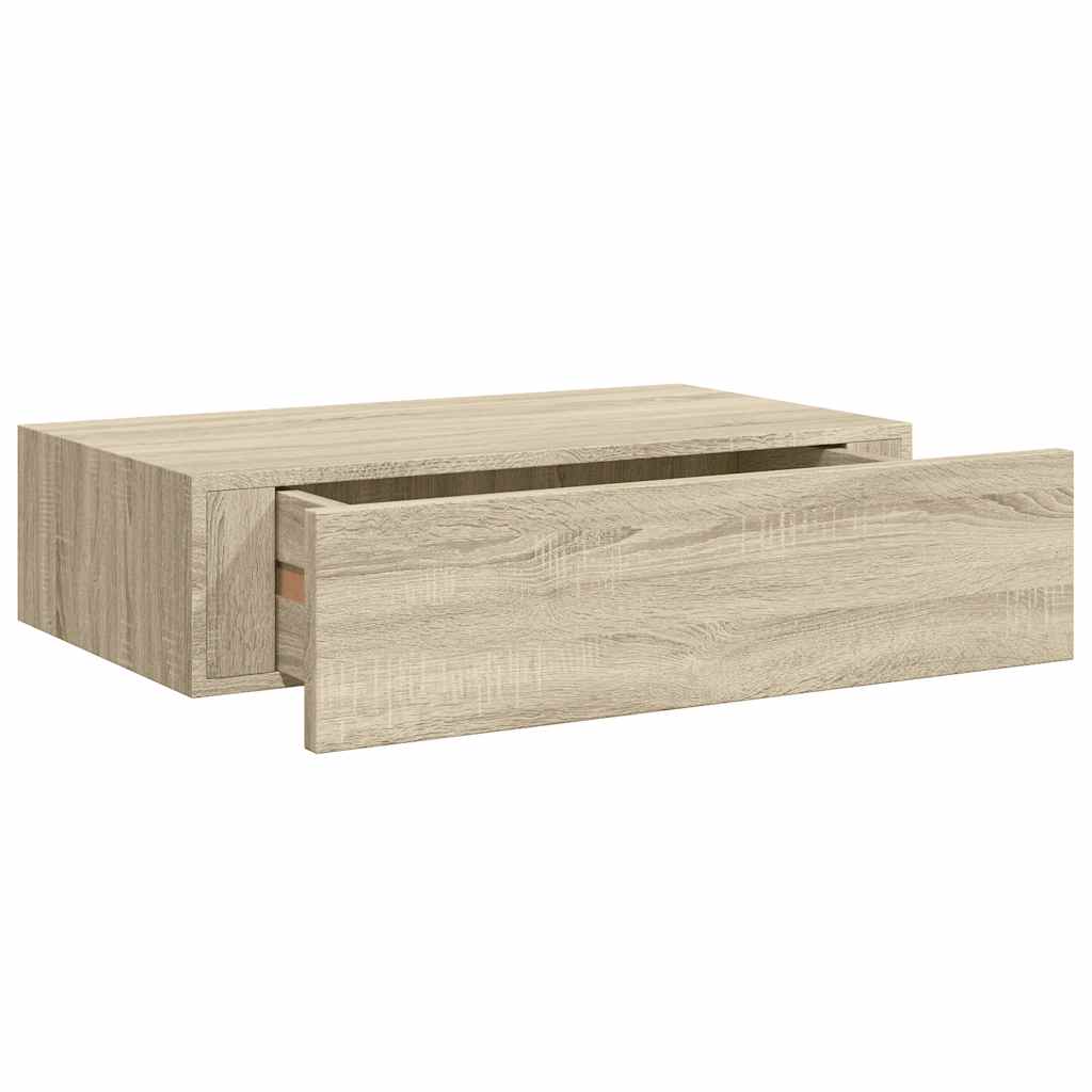 Étagères à tiroirs murales 2 pcs chêne 40x23,5x10 cm MDF