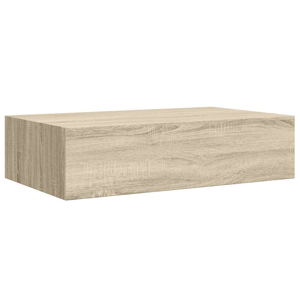 Étagères à tiroirs murales 2 pcs chêne 40x23,5x10 cm MDF
