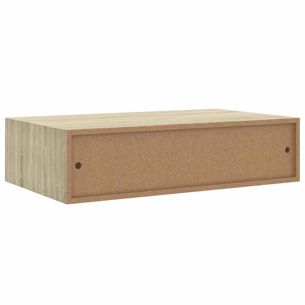 Étagères à tiroirs murales 2 pcs chêne 40x23,5x10 cm MDF