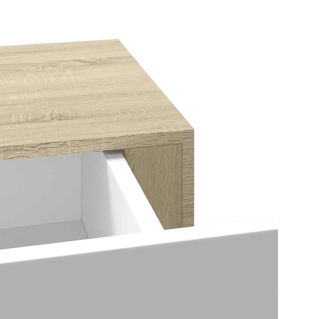 Étagères à tiroir murales 2 pcs Chêne et blanc 40x23,5x10cm MDF