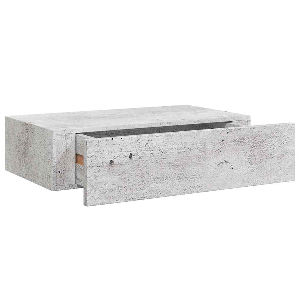 Étagère à tiroir murale Gris béton 40x23,5x10 cm MDF
