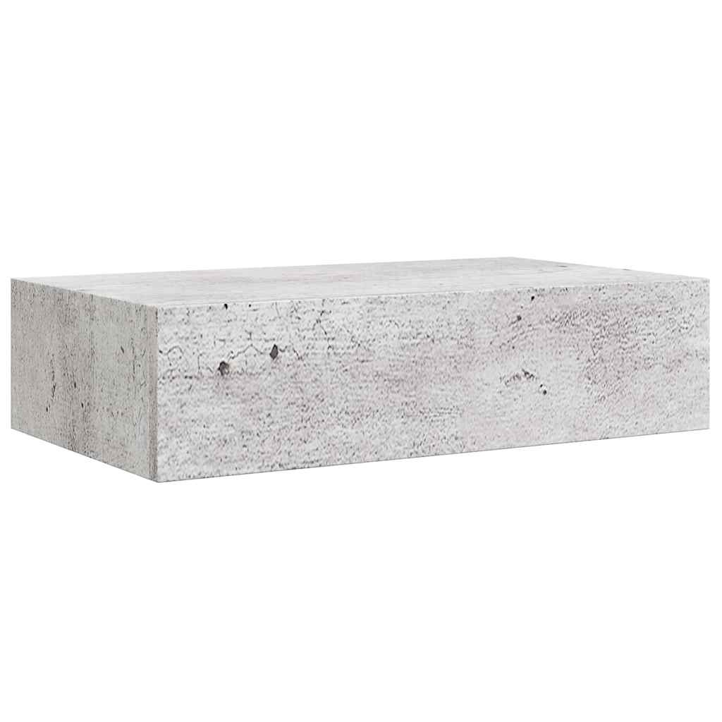 Étagère à tiroir murale Gris béton 40x23,5x10 cm MDF