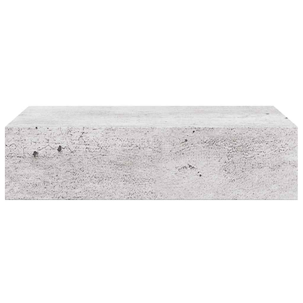 Étagère à tiroir murale Gris béton 40x23,5x10 cm MDF