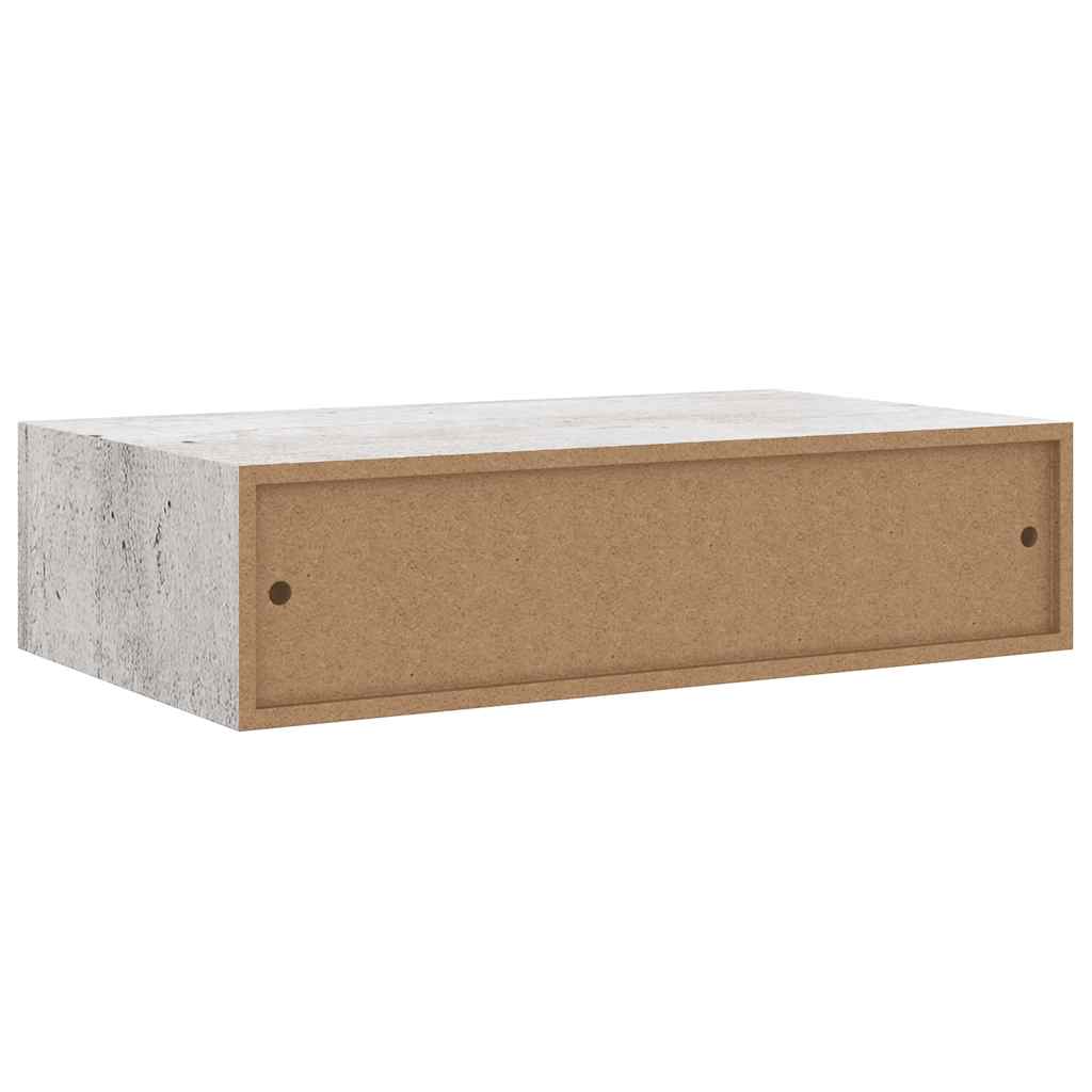 Étagère à tiroir murale Gris béton 40x23,5x10 cm MDF