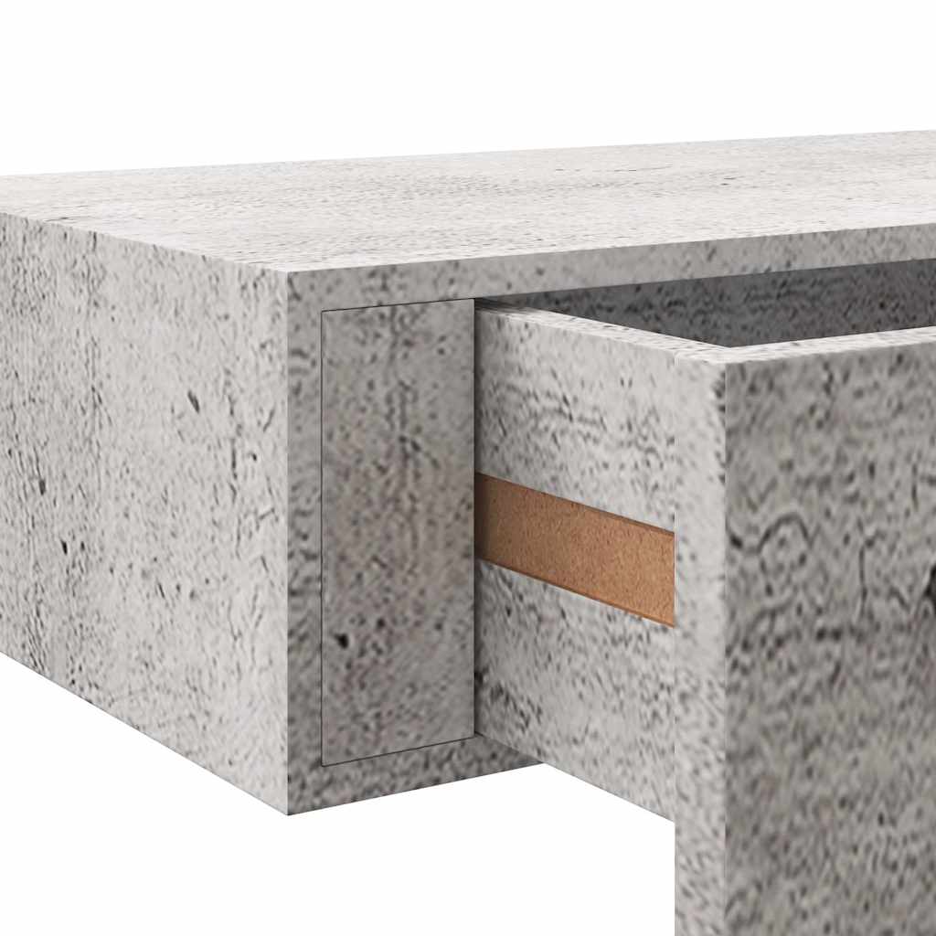 Étagère à tiroir murale Gris béton 40x23,5x10 cm MDF