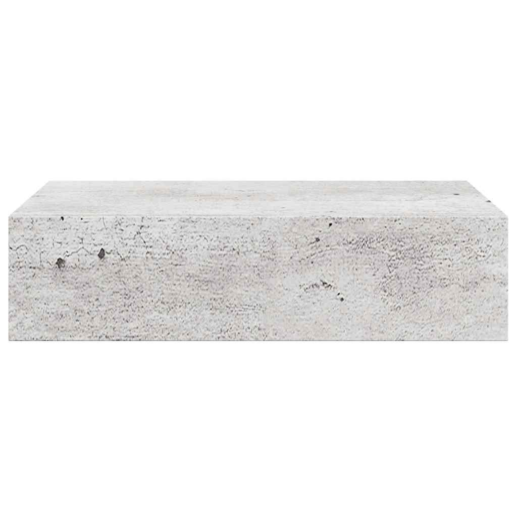 Étagères à tiroir murales 2 pcs Gris béton 40x23,5x10 cm MDF
