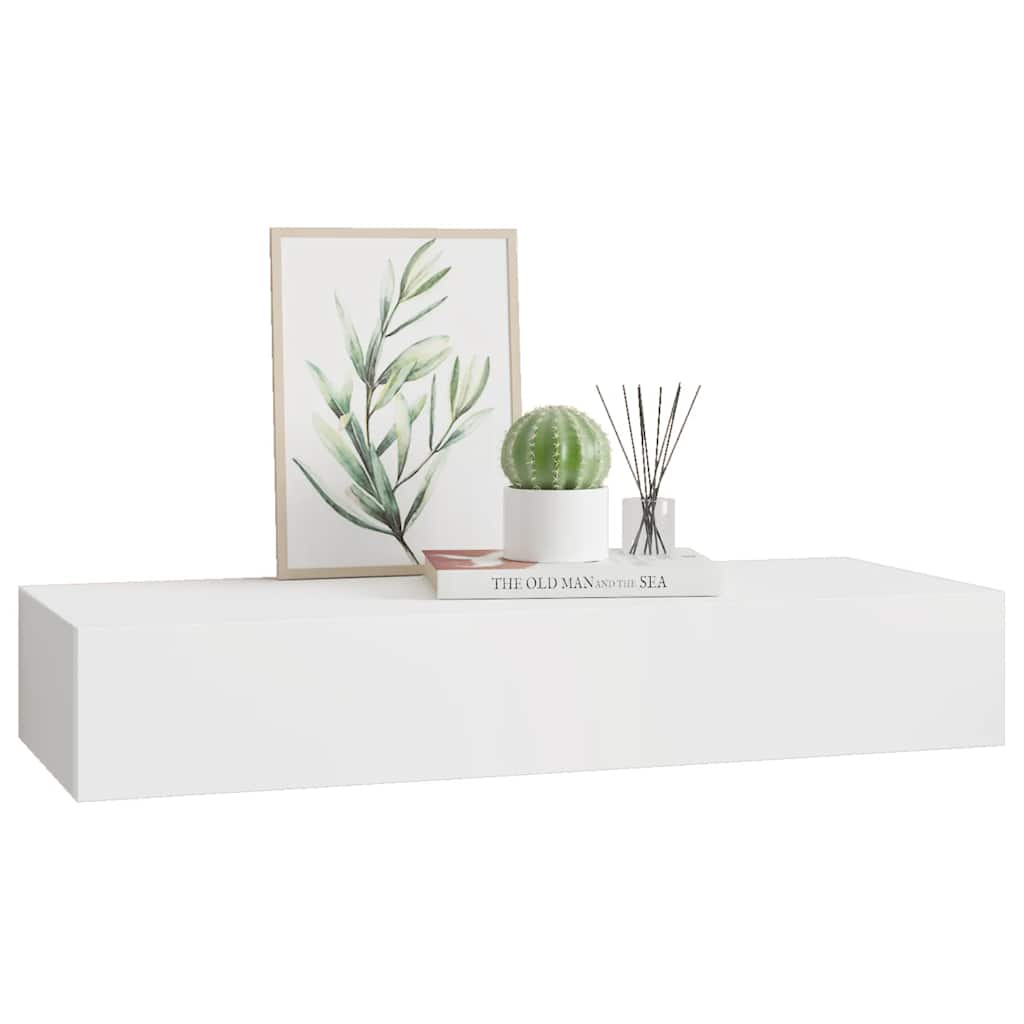 Étagère à tiroir murale Blanc 60x23,5x10 cm MDF