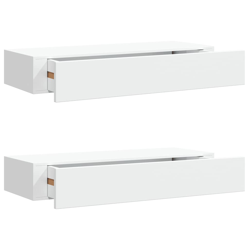 Étagères à tiroirs murales 2 pcs Blanc 60x23,5x10 cm MDF