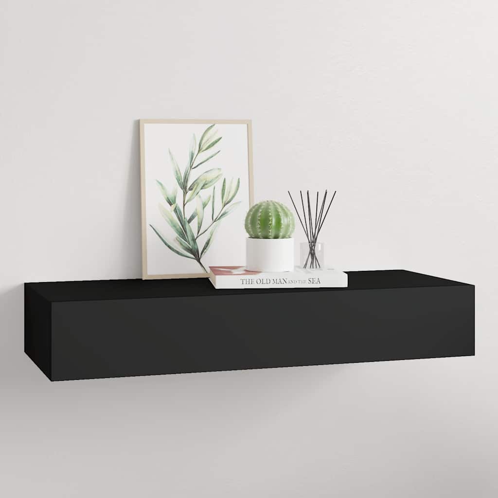 Étagère à tiroir murale Noir 60x23,5x10 cm MDF