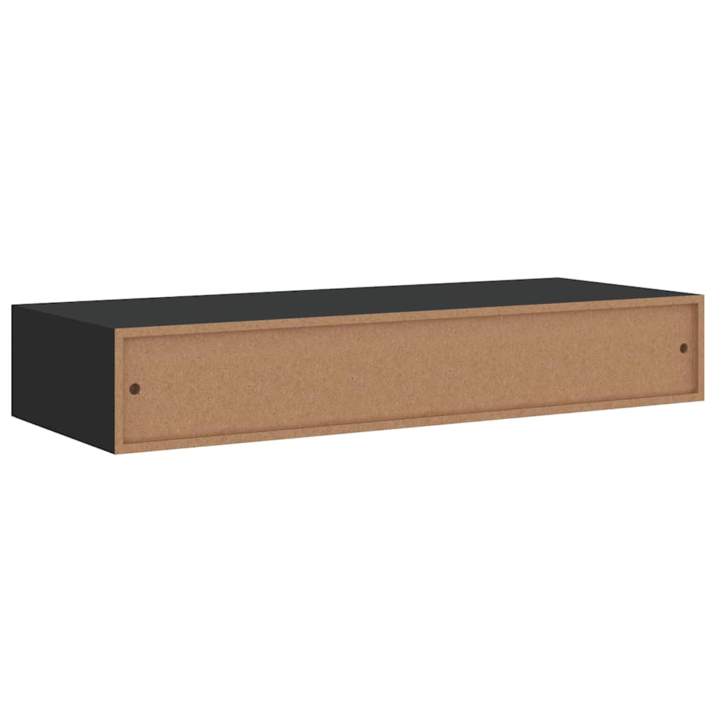 Étagères à tiroirs murales 2 pcs Noir 60x23,5x10 cm MDF
