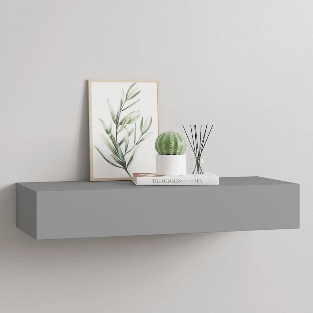 Étagère à tiroir murale Gris 60x23,5x10 cm MDF