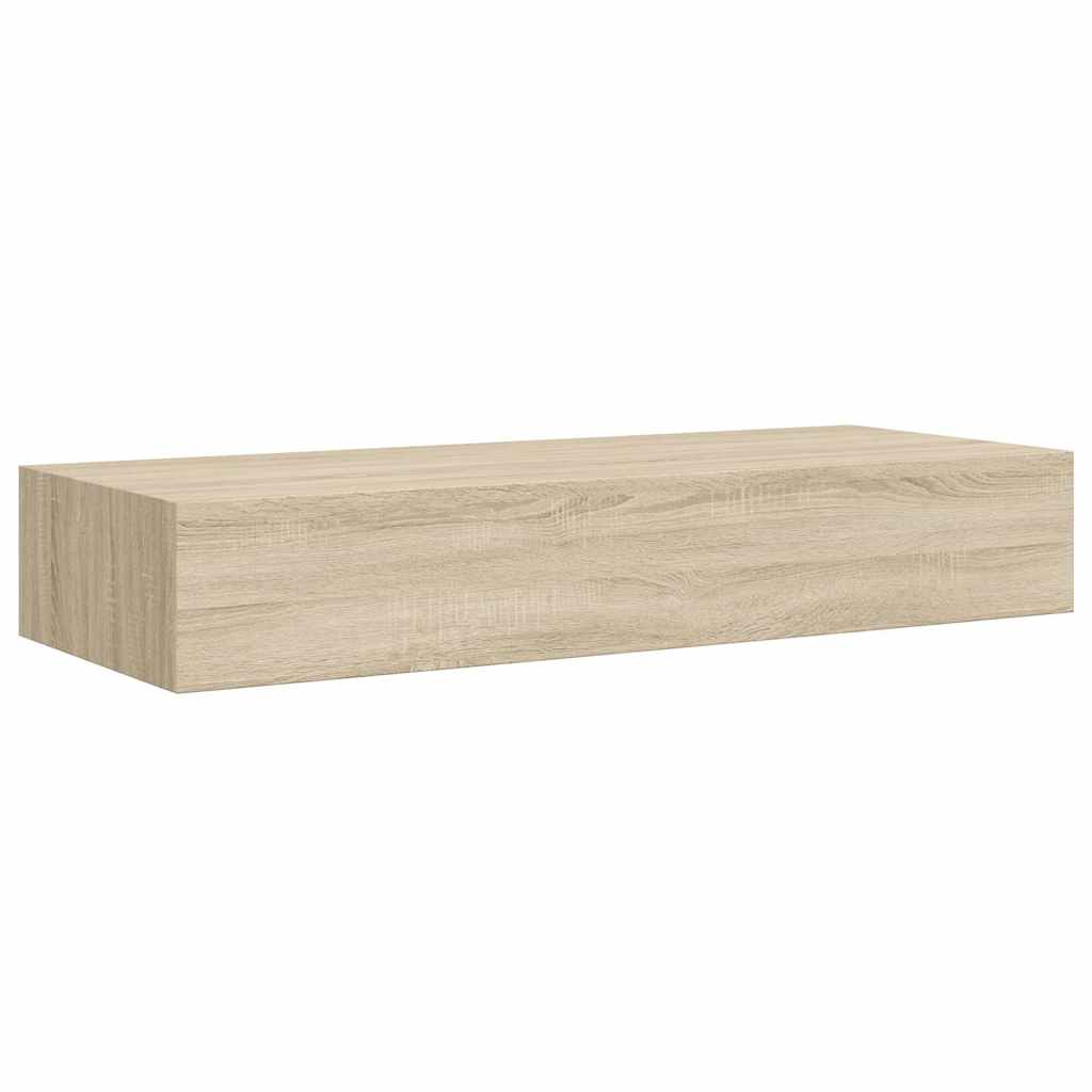 Étagères à tiroirs murales 2 pcs chêne 60x23,5x10 cm MDF