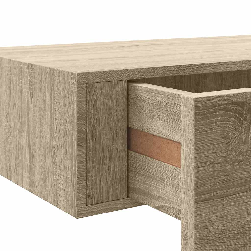 Étagères à tiroirs murales 2 pcs chêne 60x23,5x10 cm MDF