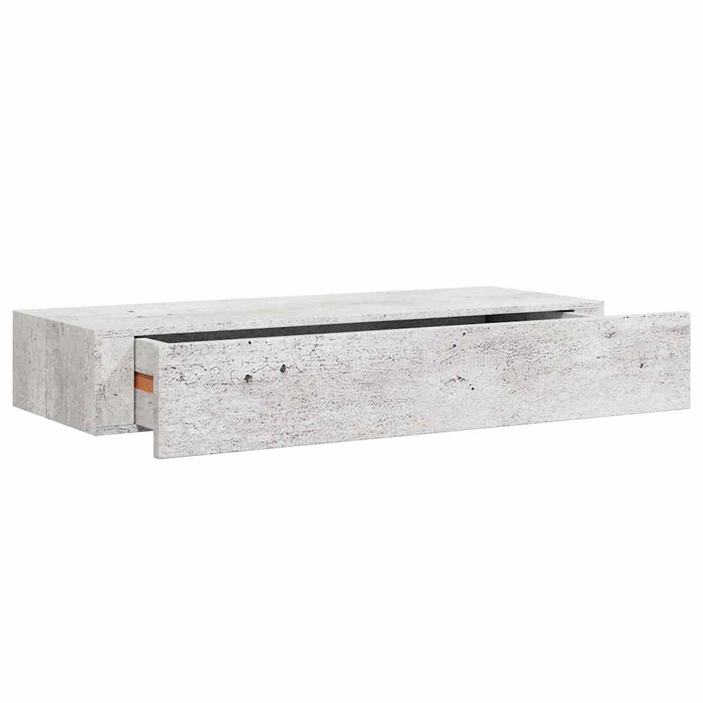 Étagère à tiroir murale Gris béton 60x23,5x10 cm MDF