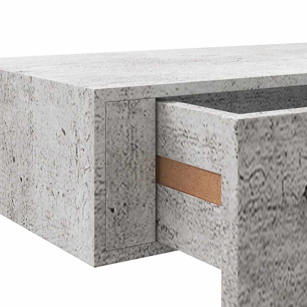 Étagère à tiroir murale Gris béton 60x23,5x10 cm MDF
