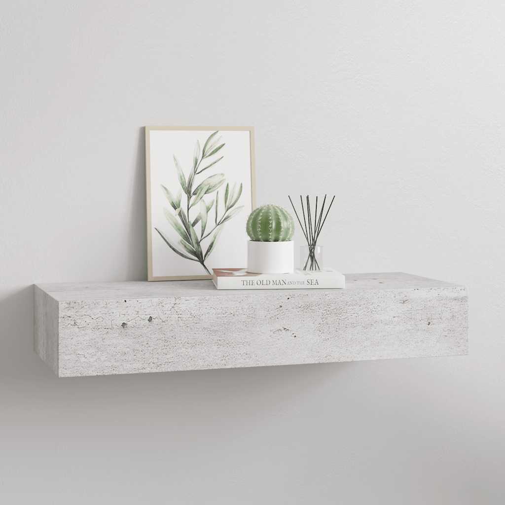 Étagère à tiroir murale Gris béton 60x23,5x10 cm MDF