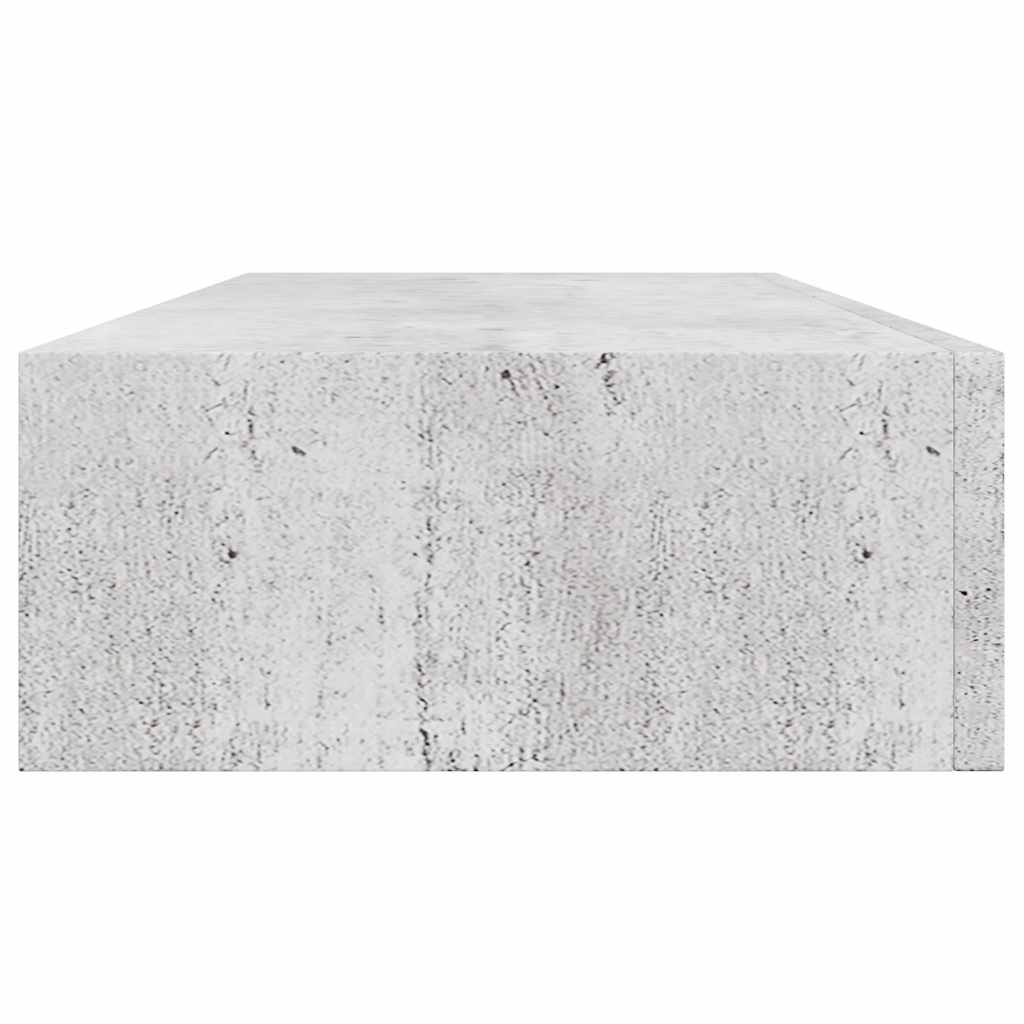Étagères à tiroir murales 2 pcs Gris béton 60x23,5x10 cm MDF