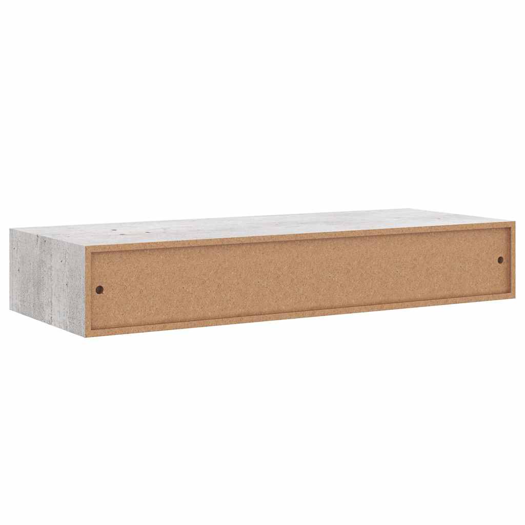 Étagères à tiroir murales 2 pcs Gris béton 60x23,5x10 cm MDF